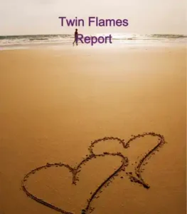 twin flame Illustration of twin flames united by cosmic energy with spiritual symbols and a glowing aura
