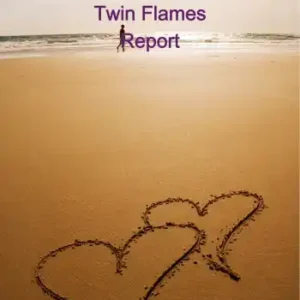 Illustration of twin flames united by cosmic energy with spiritual symbols and a glowing aura